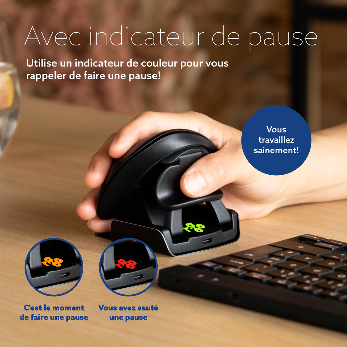 Voyant LED tricolore pause R-Go Twister vert orange rouge sante travail