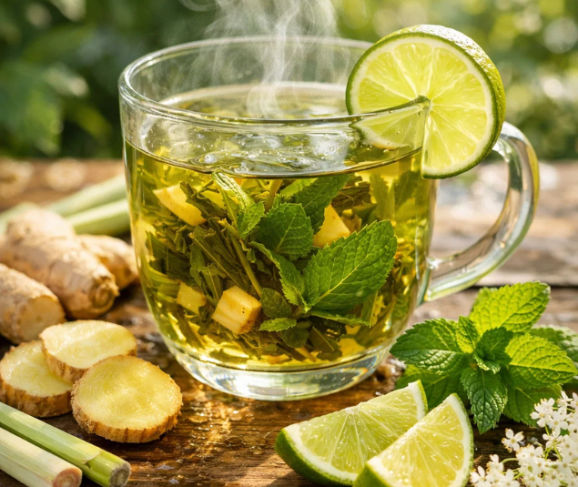 Thé vert jardin givré tasse