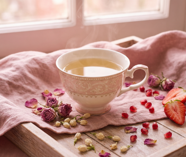 N°7 perle rosé thé blanc tasse