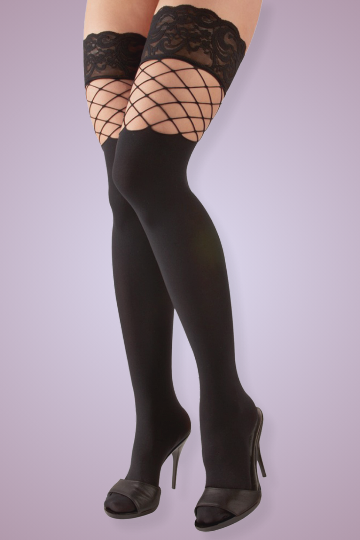 Bas autofixants noir Hold up - Cotelli Legwear (2)