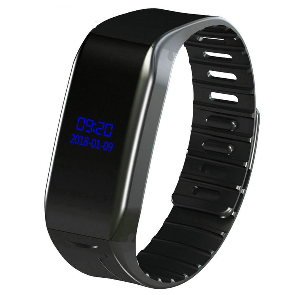 Black DELTA spy microphone watch with blue display