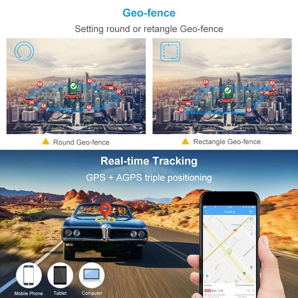 Illustration of GPS tracking and geofence zones on a phone