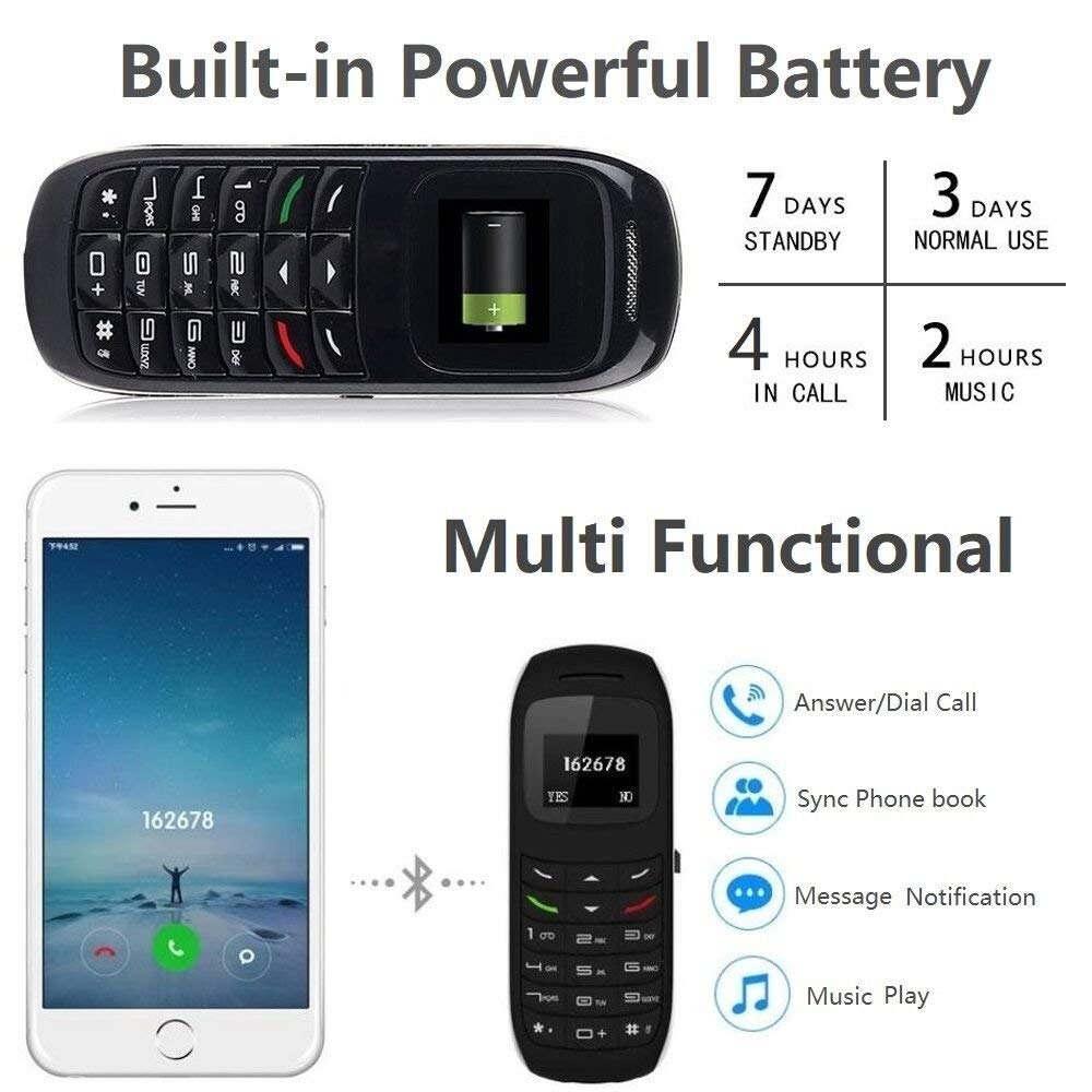 Illustration of the mini mobile phone battery and functions