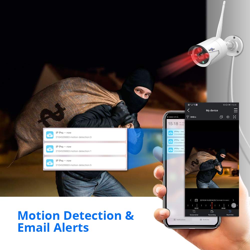 Illustration of Wi-Fi CCTV kit motion detection and alerts
