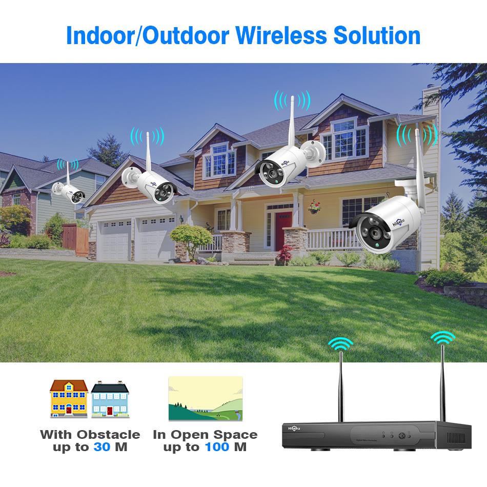 Illustration of wireless connection between CCTV cameras and recorder