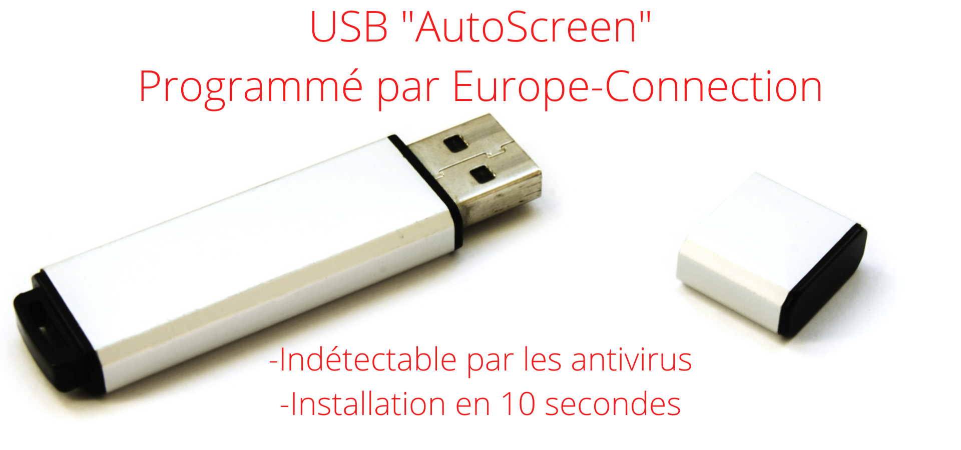 White and gold USB drive for AutoScreen Windows software