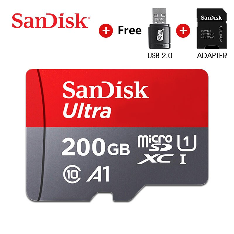 200 GB SanDisk Ultra microSD card with SD adapter