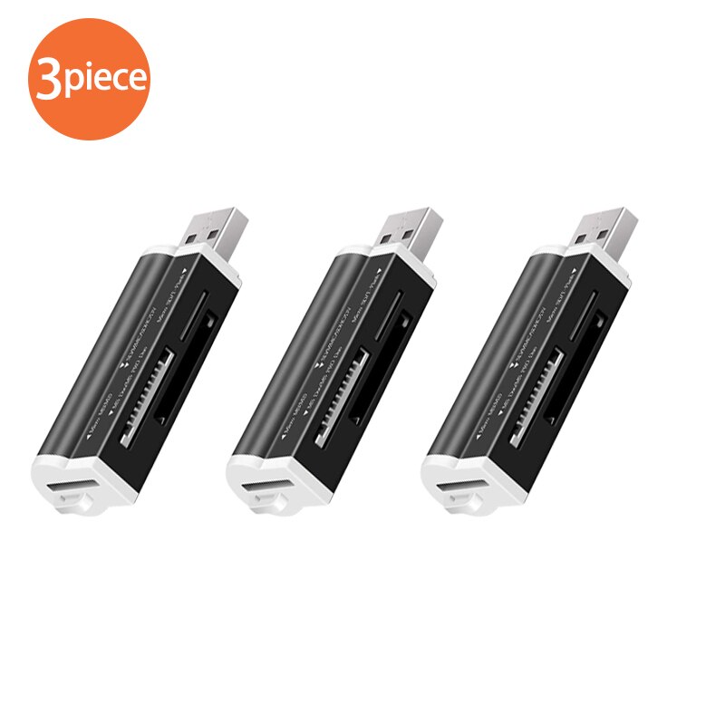 Set of three black USB memory card readers