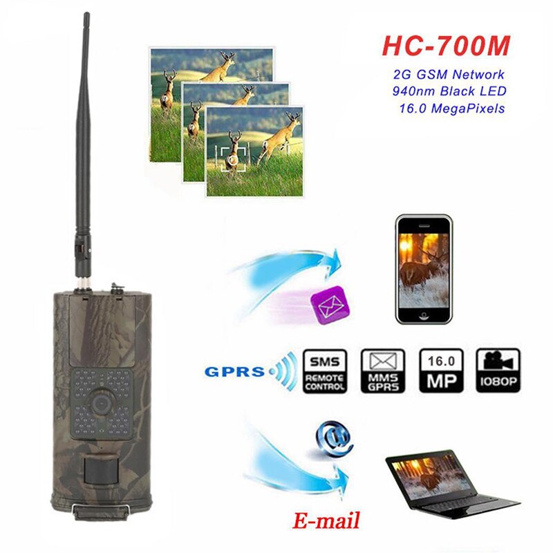 Trail camera with antenna and illustrated photo transmission
