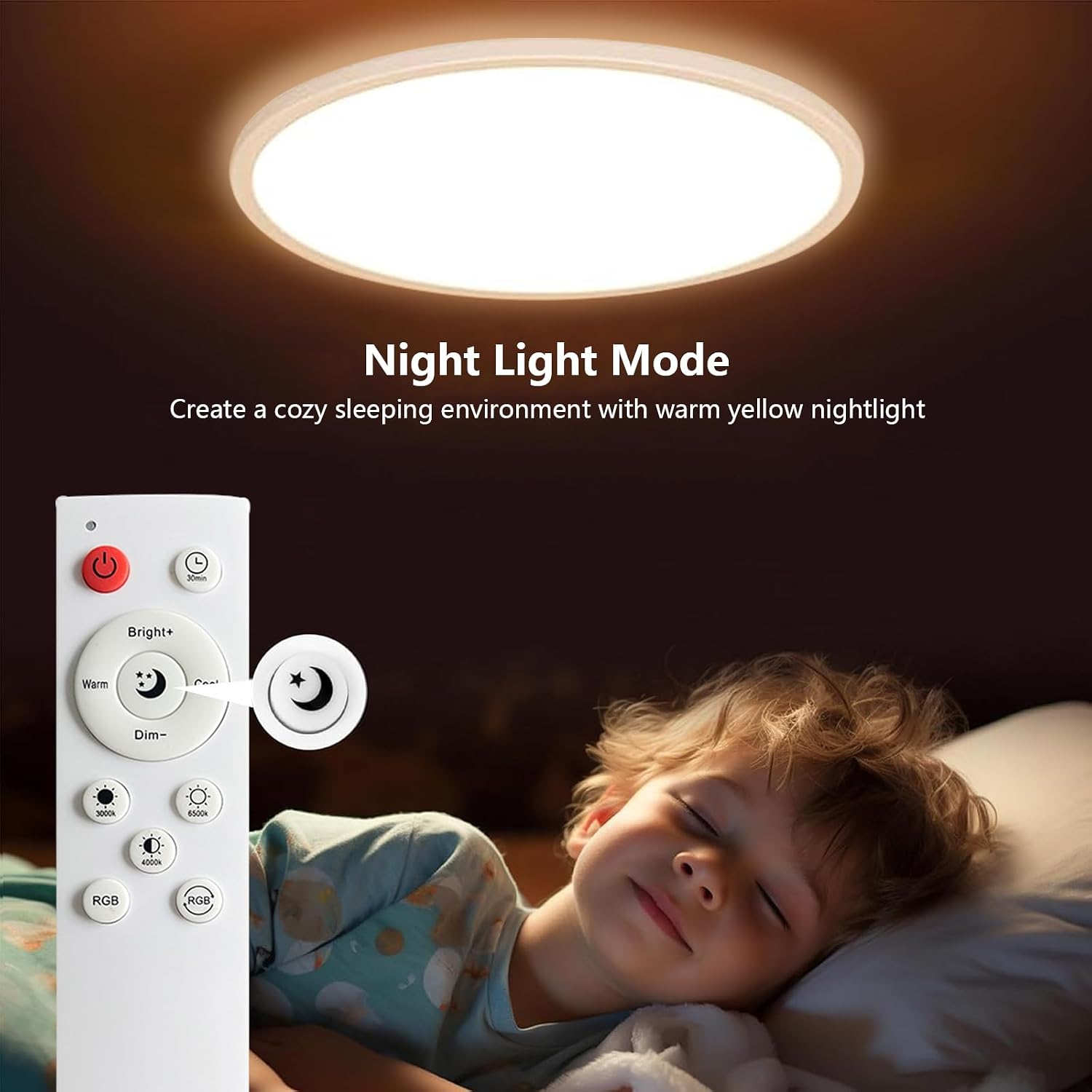 Night-light mode controls for the ceiling light