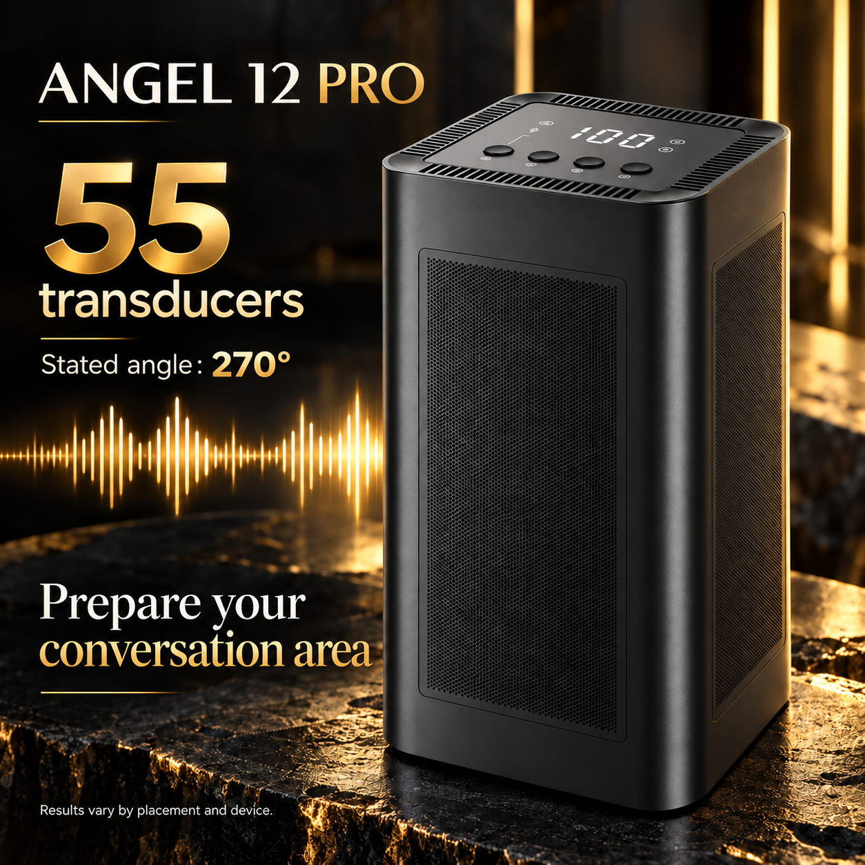 ANGEL 12 PRO with 55 ultrasonic transducers and a stated coverage angle of 270 degrees
