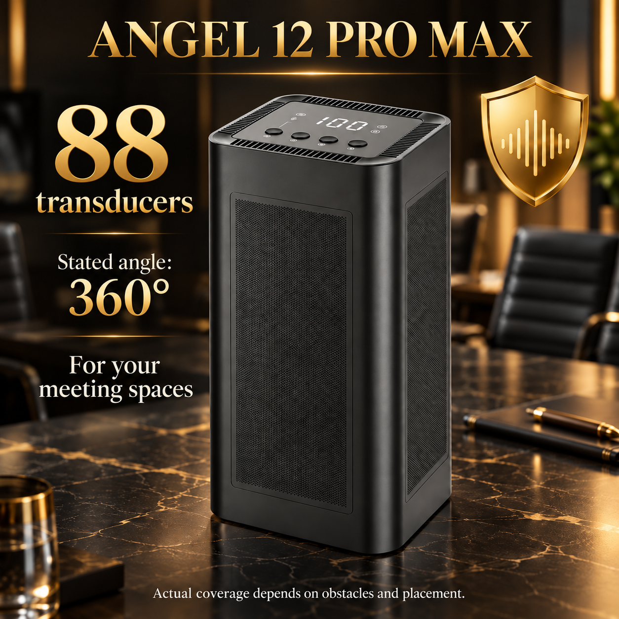 ANGEL 12 PRO MAX with 88 ultrasonic transducers and a stated coverage angle of 360 degrees