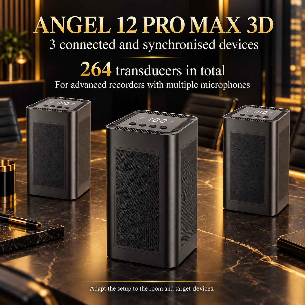 ANGEL 12 PRO MAX 3D with three synchronised microphone jammers, 264 transducers in total