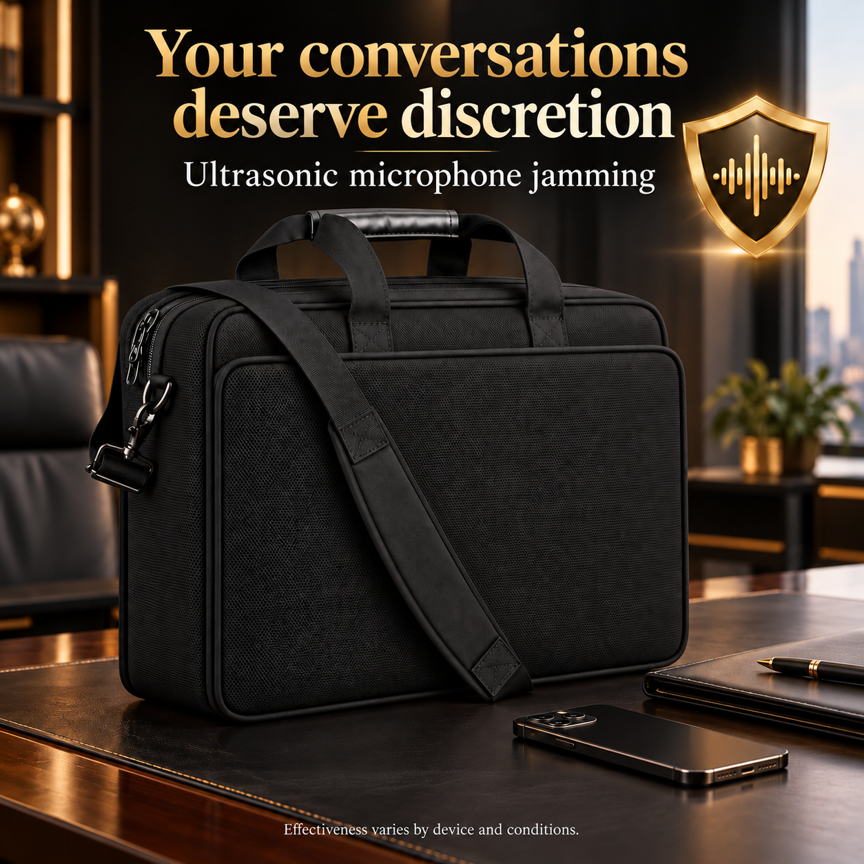 ANGEL EXECUTIVE on a desk with a phone and documents for confidential conversations