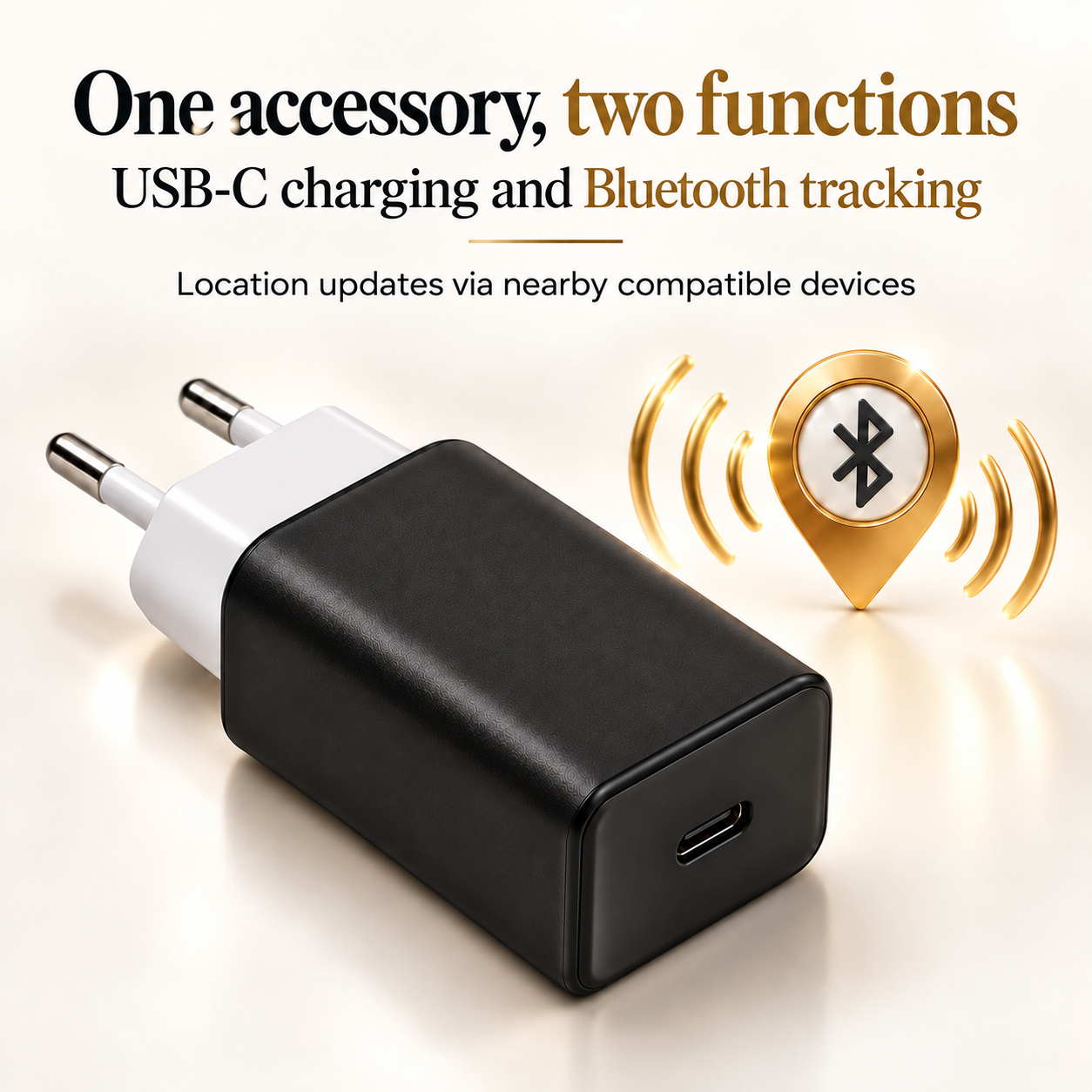 USB-C charging and Bluetooth tracking in one accessory with updates via nearby compatible devices