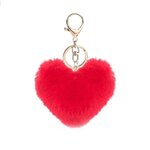 Red plush heart GPS tracker keyring with gold ring