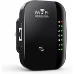 Black wall-mounted Wi-Fi repeater with hidden spy microphone and indicator lights
