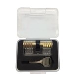 Transparent practice padlock with keys in a box