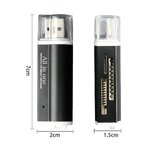Front and side dimensions of the USB memory card reader