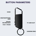 Buttons and ports of the keyring spy microphone recorder