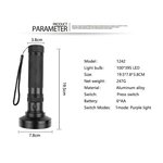 Dimensions of the UV inspection torch