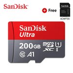 200 GB SanDisk Ultra microSD card with SD and USB adapters