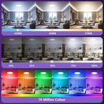 RGB colours, white light and brightness levels of the ceiling light