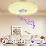 Illustration of Bluetooth music playback through the ceiling light in a living room