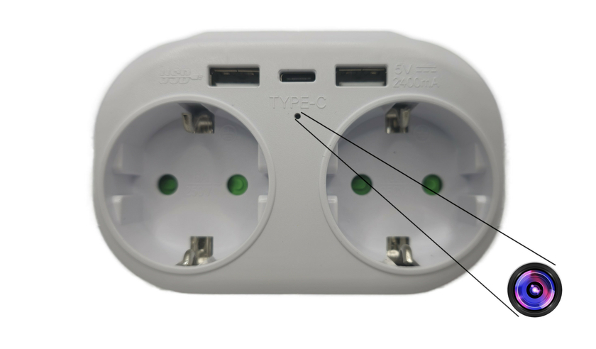 Caméra espion multiprise murale europe connection