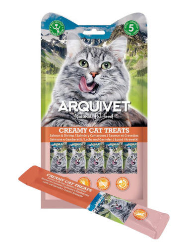 arquivet creamy cat treats saumon crevette