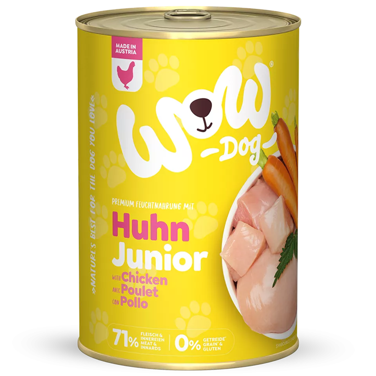 Patée chien Wow Junior Poulet 400gr