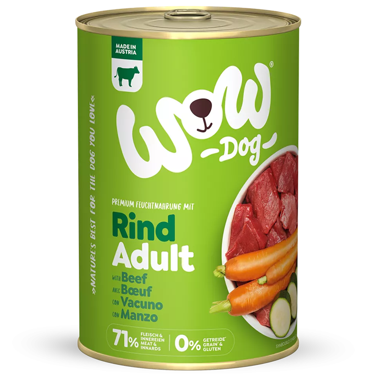 Patée chien Wow boeuf adult 400gr