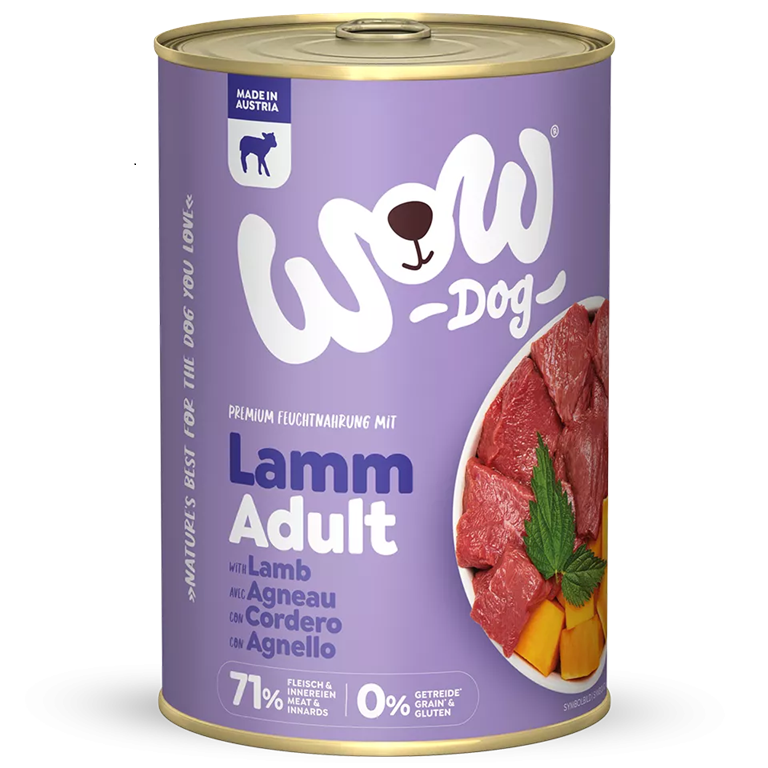 Patée chien Wow agneau adult 400gr