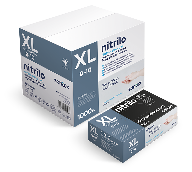 photo carton nitrile noir taille XL