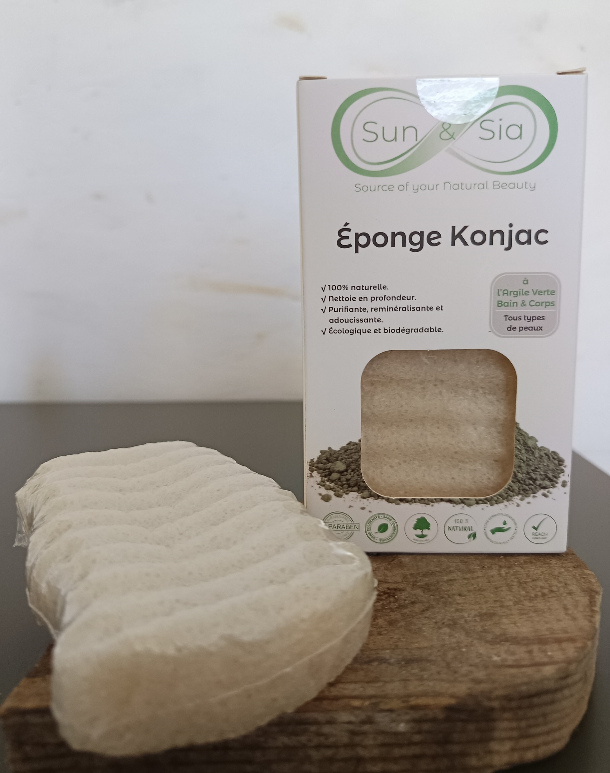 KJC03-ARV - Eponge Konjac XL Corps à largile verte