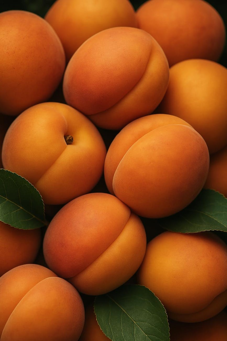 Gros plan vibrant dabricots mûrs avec des feuilles vertes, mettant en valeur des fruits frais et juteux en été