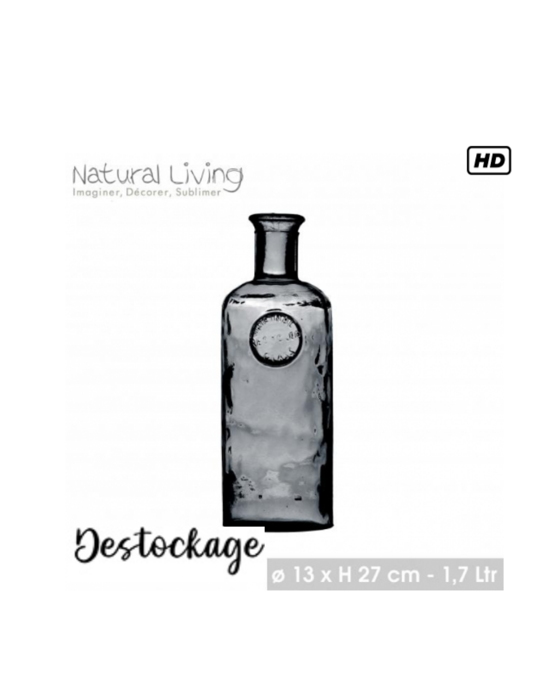 vase bouteille adele 1.7l quartz en verre