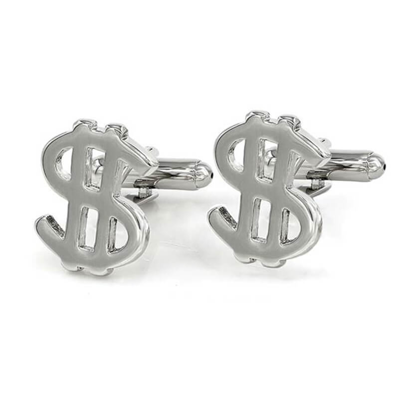 Boutons-de-manchette-symbole-dollar-couleur-argent-1