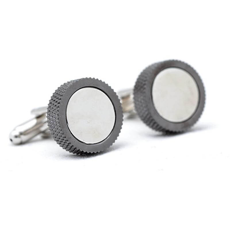 Boutons-de-manchette-Rond-anneau-dévissable-couleur-noir-1