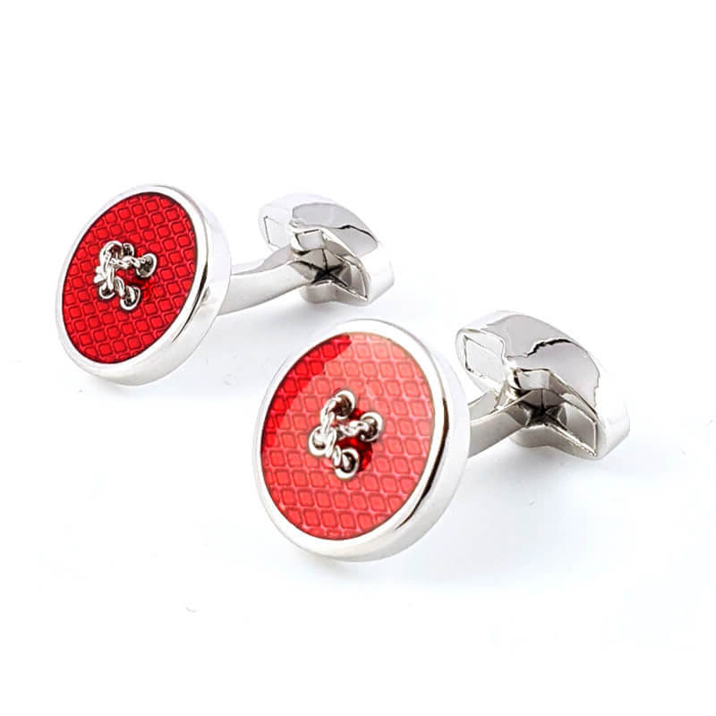 Boutons-de-manchette-rond-rouge-reproduction-de-bouton-de-couture-1