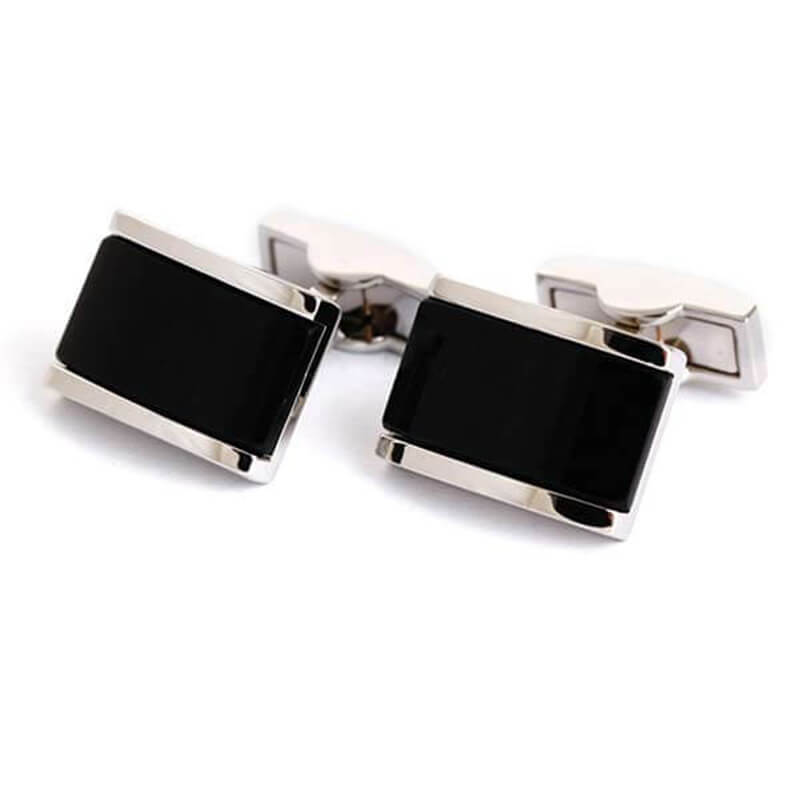 Boutons-de-manchette-rectangle-avec-pierre-noire-incrustée-1