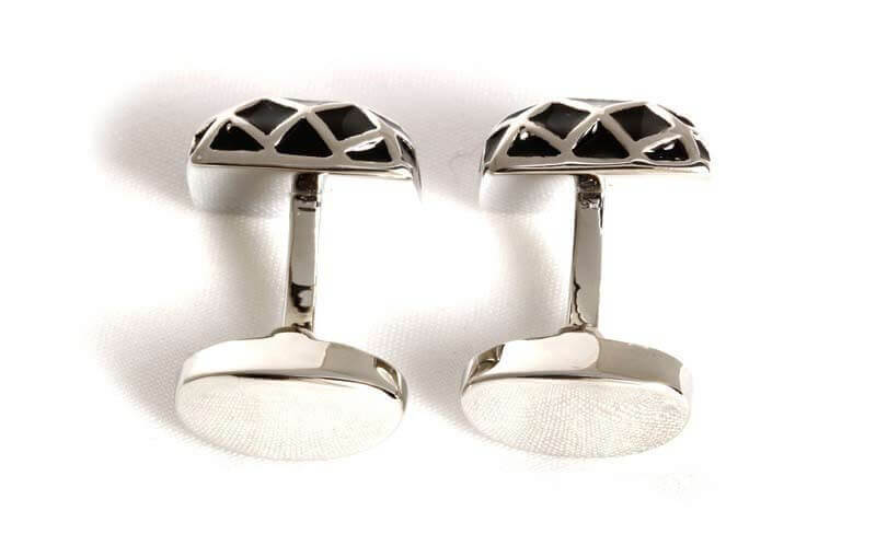 Boutons-de-manchette-demi-sphère-carré-noir-quadrillé-3