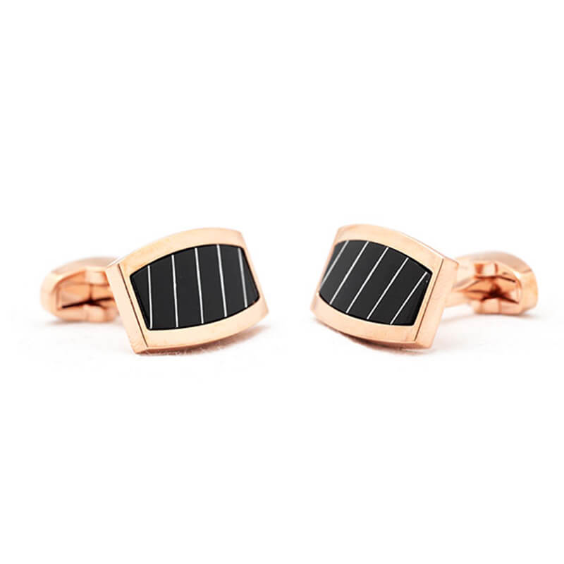 Bouton-de-manchette-rectangle-de-couleur-or-rose-et-noir-à- rayures-3