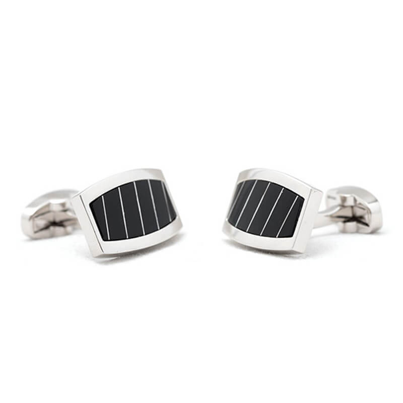 Bouton-de-manchette-rectangle-de-couleur-argent-et-noir-à- rayures-2