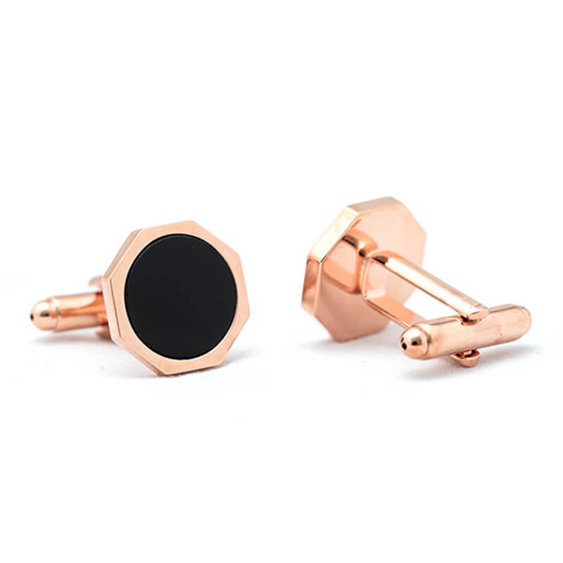 Bouton-de-manchette-de-forme-héxagonale-couleur-or-rose-et-noire-3