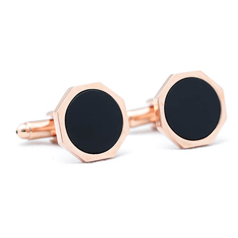 Bouton-de-manchette-de-forme-héxagonale-couleur-or-rose-et-noire-1