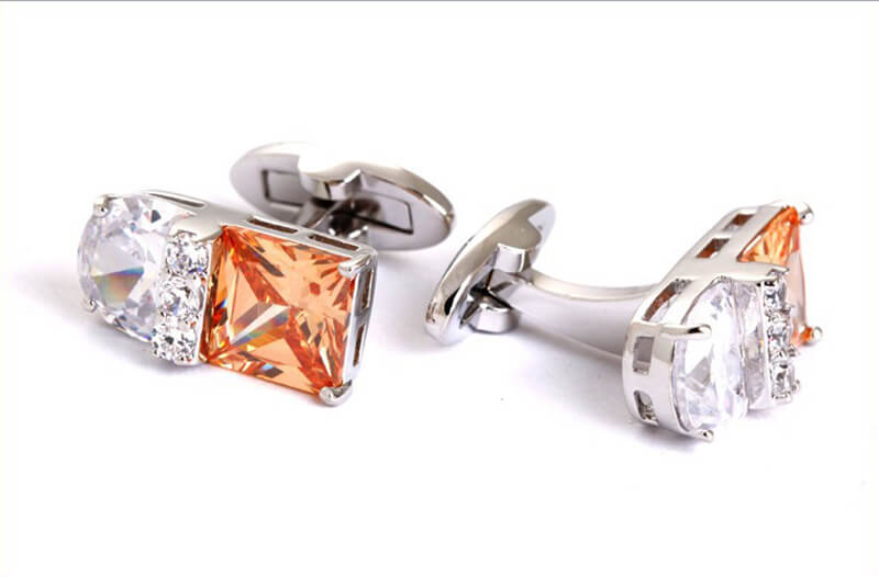Bouton-de-manchette-rectangle-cristal-de-couleur-orange-et-blanche-2