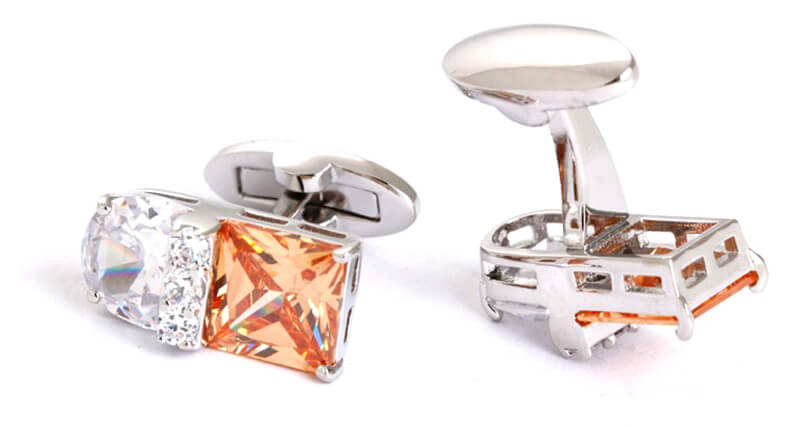 Boutons De Manchette Chaps Argent - Rayures Diagonales - Neufs Avec étiquettes