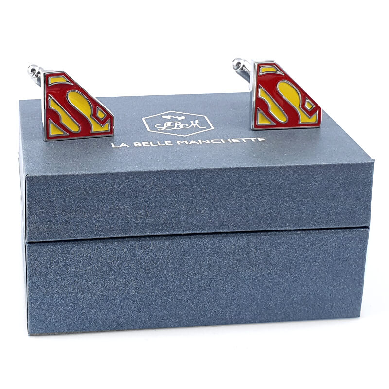 Boutons-de-manchette-Logo-Superman-rouge-et-jaune-3