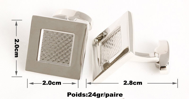 Bouton-de-manchette-carré-de-couleur-argent-4